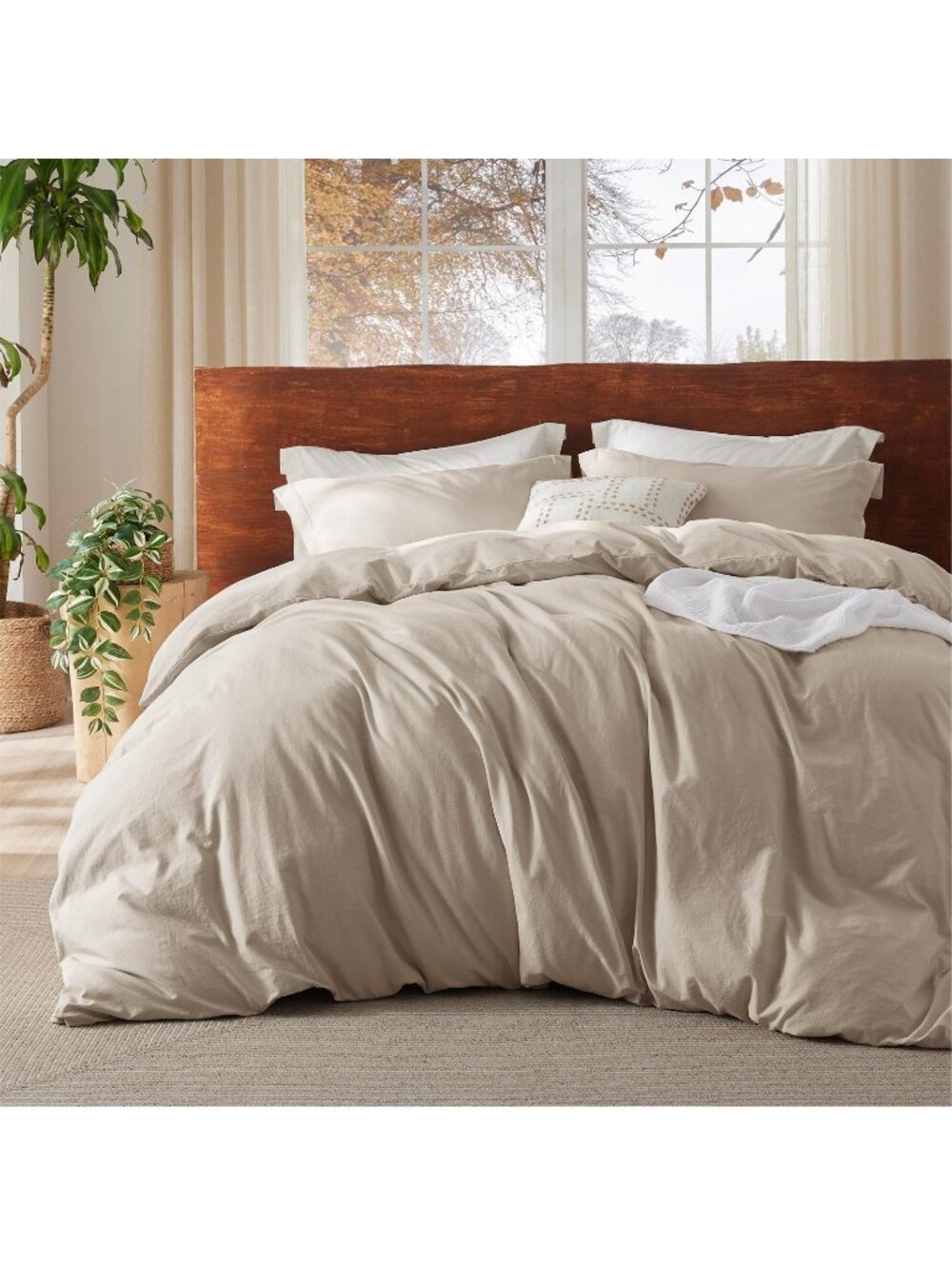 Bedsure  Duvet Cover Queen Size Set with Shams 100% Washed Cotton